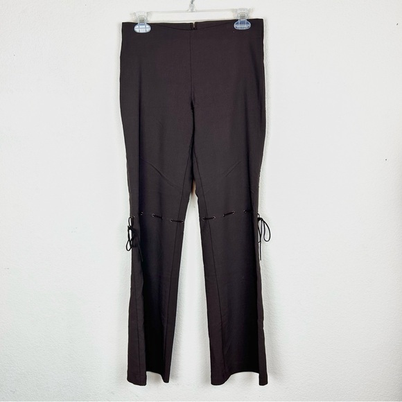 Krizia Brown Tie Boot Cut Stretchy Pants - Picture 1 of 8